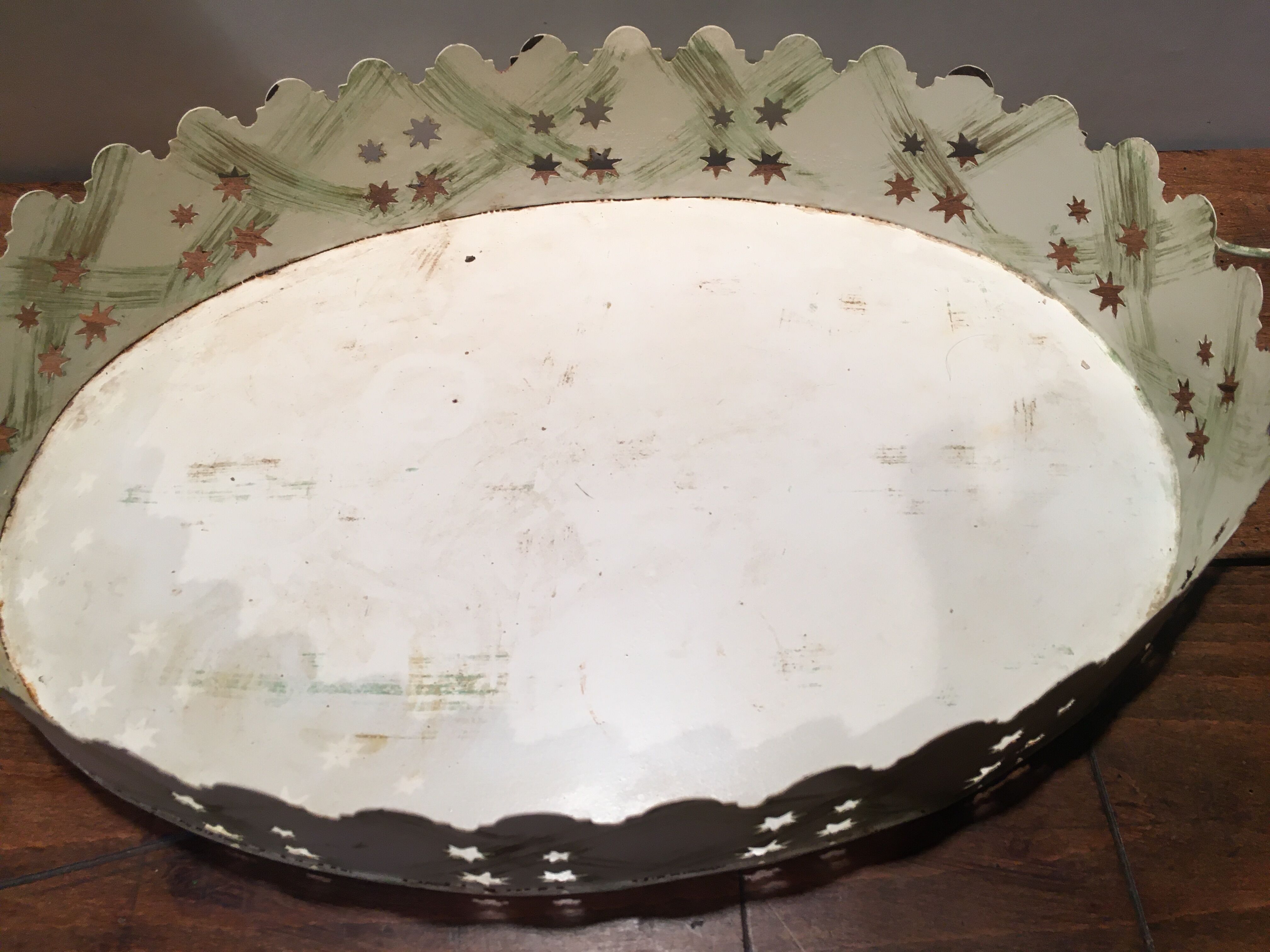 Pair of white patinated metal trays