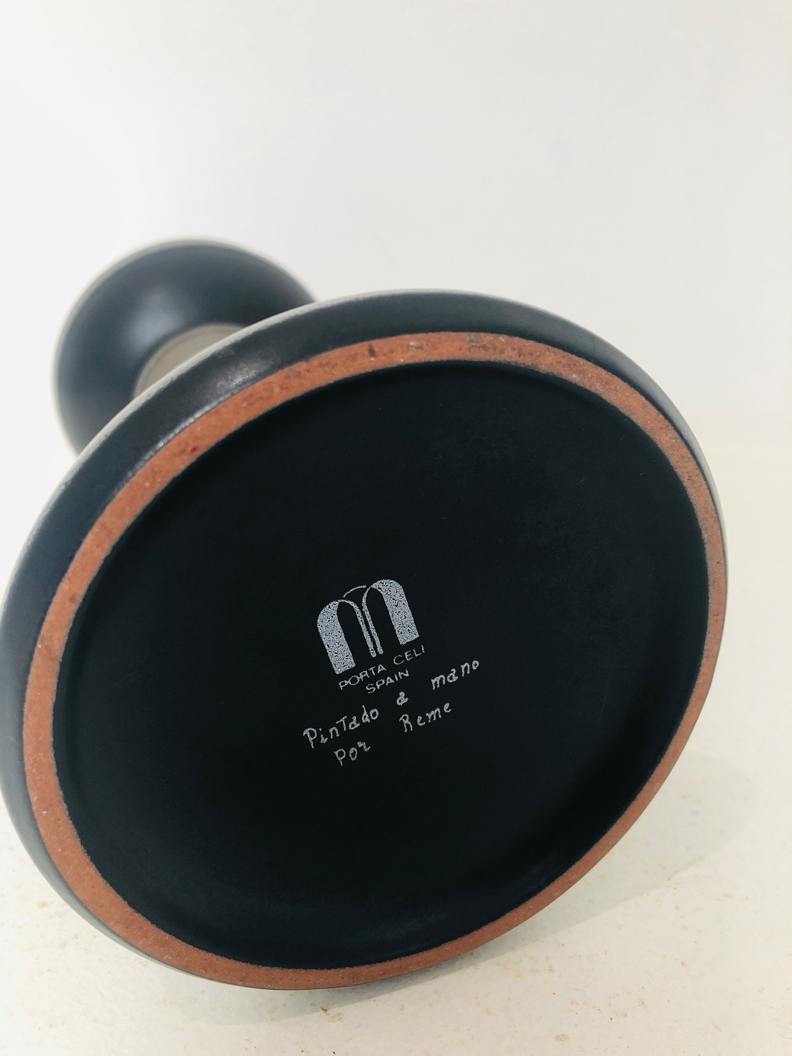 Black ceramic candlestick, 1970