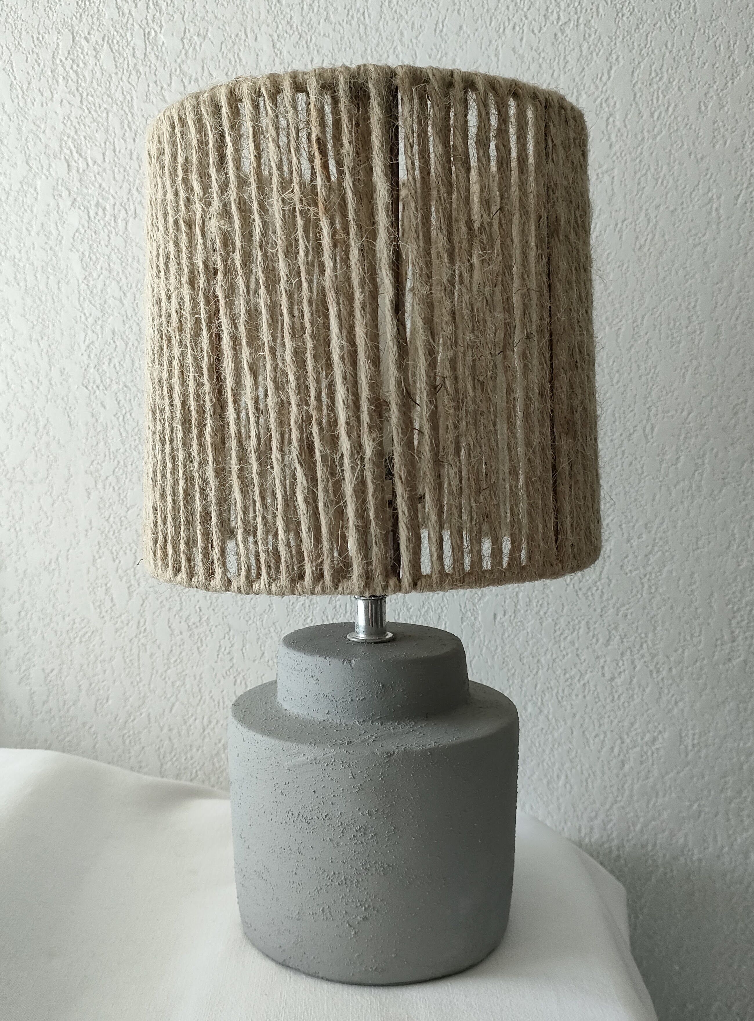 Concrete and hemp table lamp