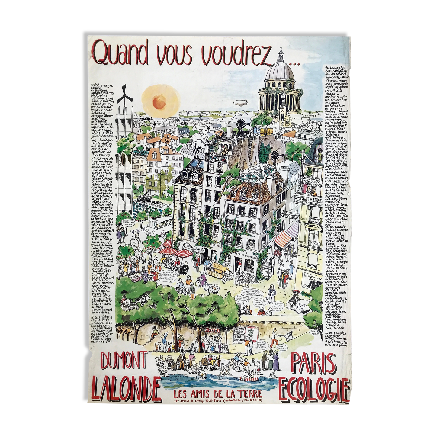 Poster of ecologist candidates René DUMONT / Brice LALONDE with Friends of the Earth in Paris 1976