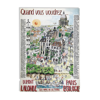 Poster of ecologist candidates René DUMONT / Brice LALONDE with Friends of the Earth in Paris 1976