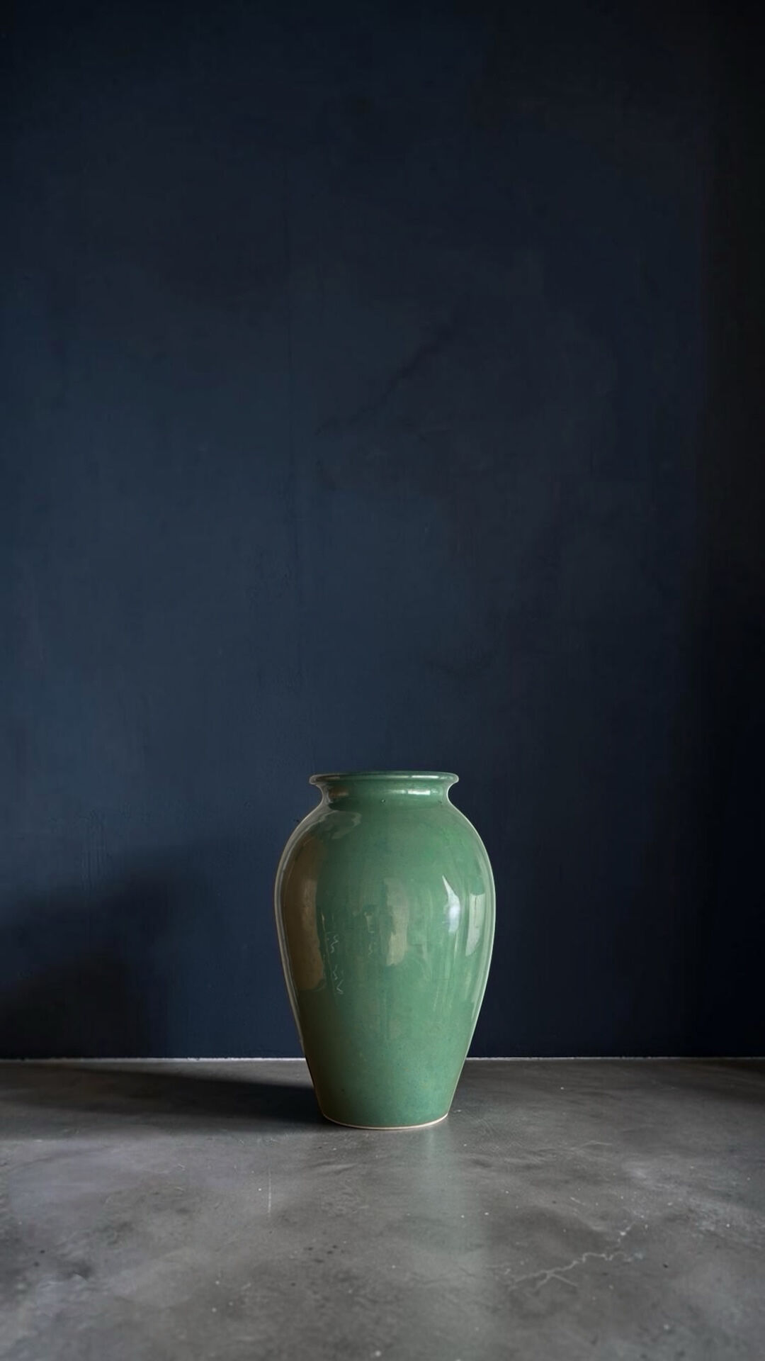 Jade green glazed ceramic vase, Vallauris 1950