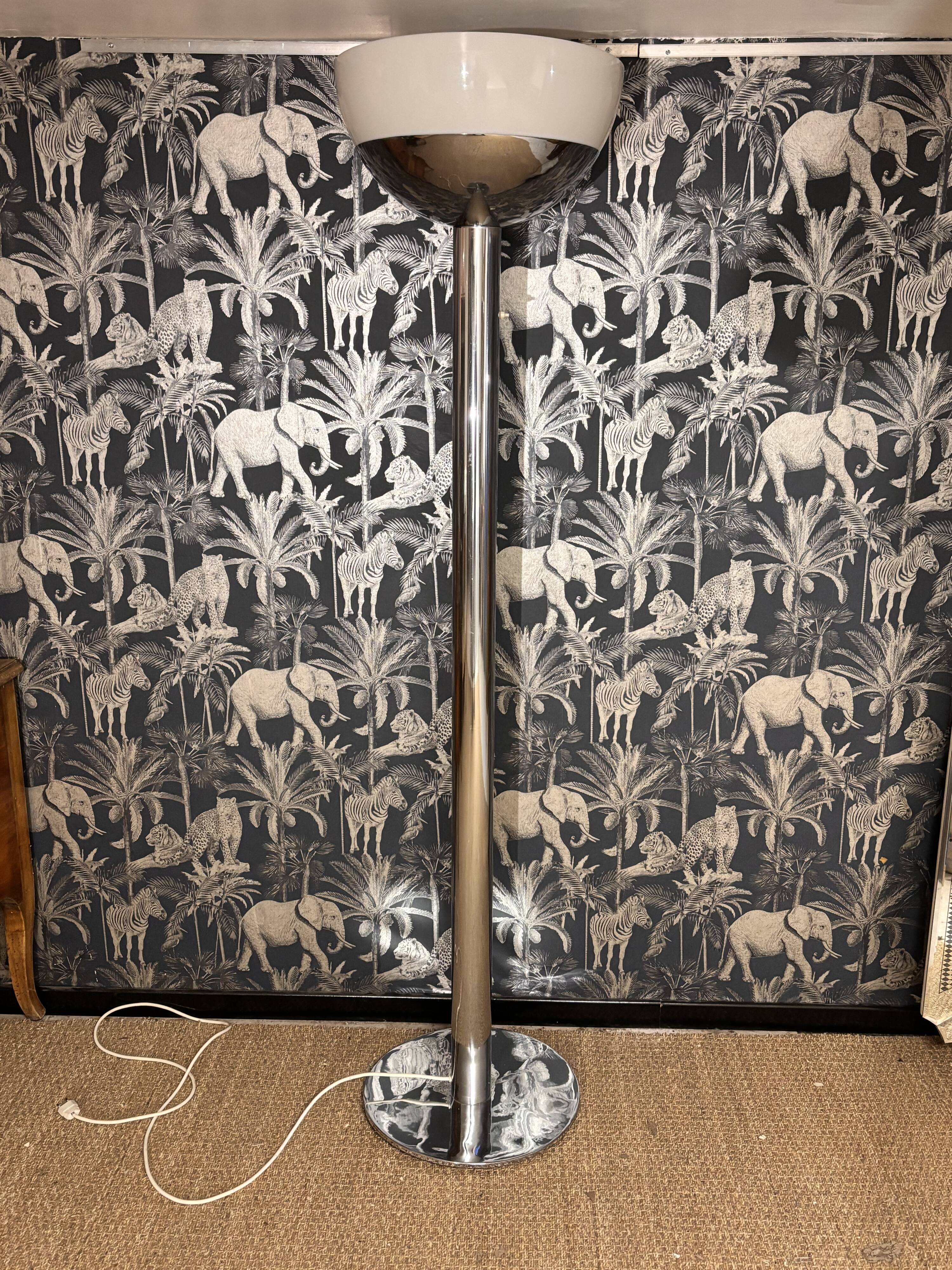 Lampadaire italien chrome 1970 vintage design