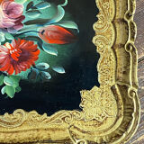 Wooden platter, hand-painted decoration