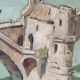 Painting The Avignon Bridge impressionist landscape Oil on canvas 30s 40s