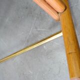 Mid-century bamboo and brass rocking chair and side table from fm, 1950s, set of 2.