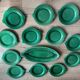 Green fish service Sarreguemines 1950s in new condition.