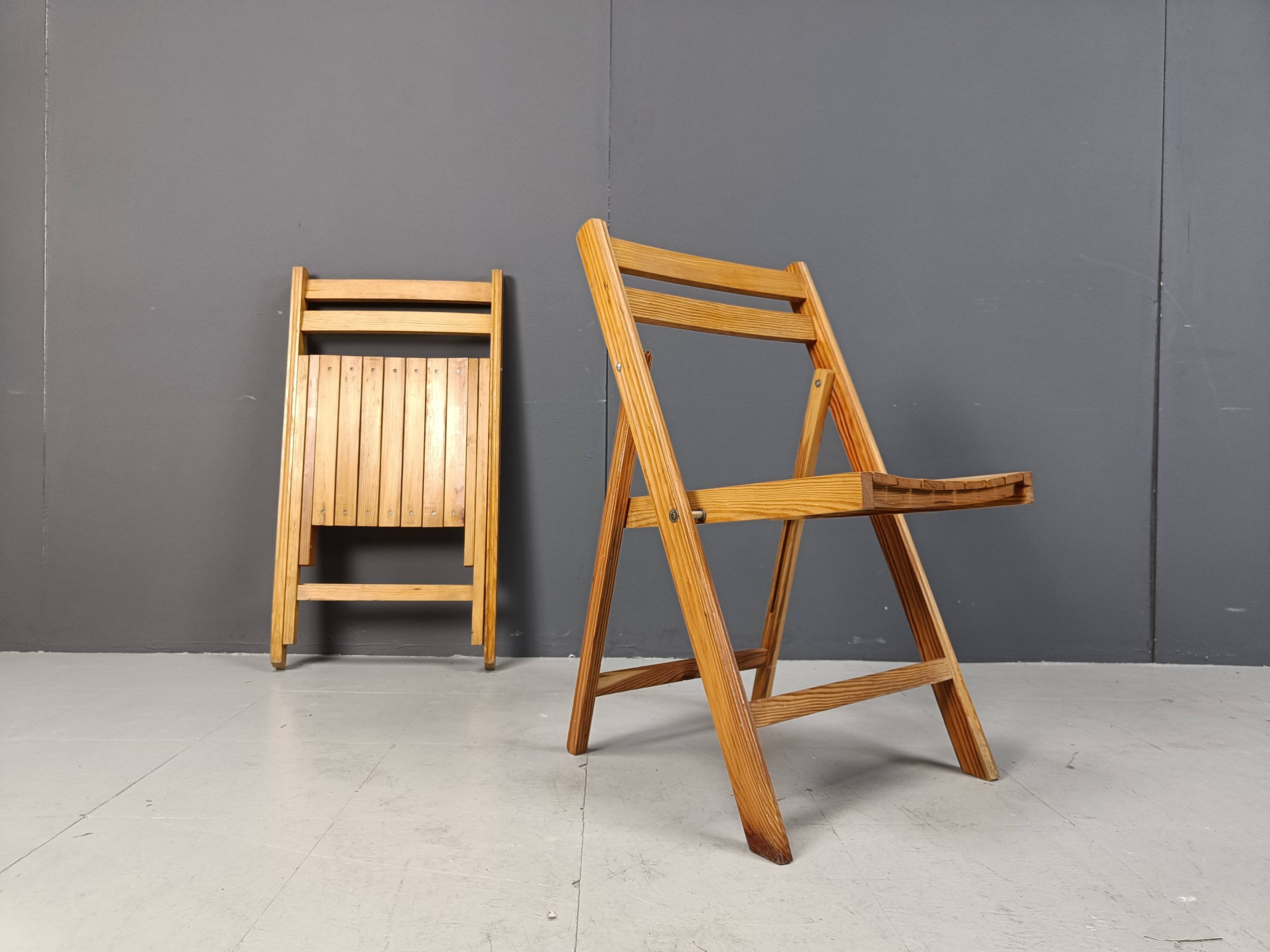 Mid century wooden folding chairs, 1950s - set of 6