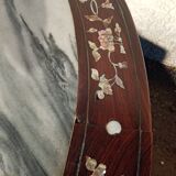 19th century Asian pedestal table with mother-of-pearl and brass inlay