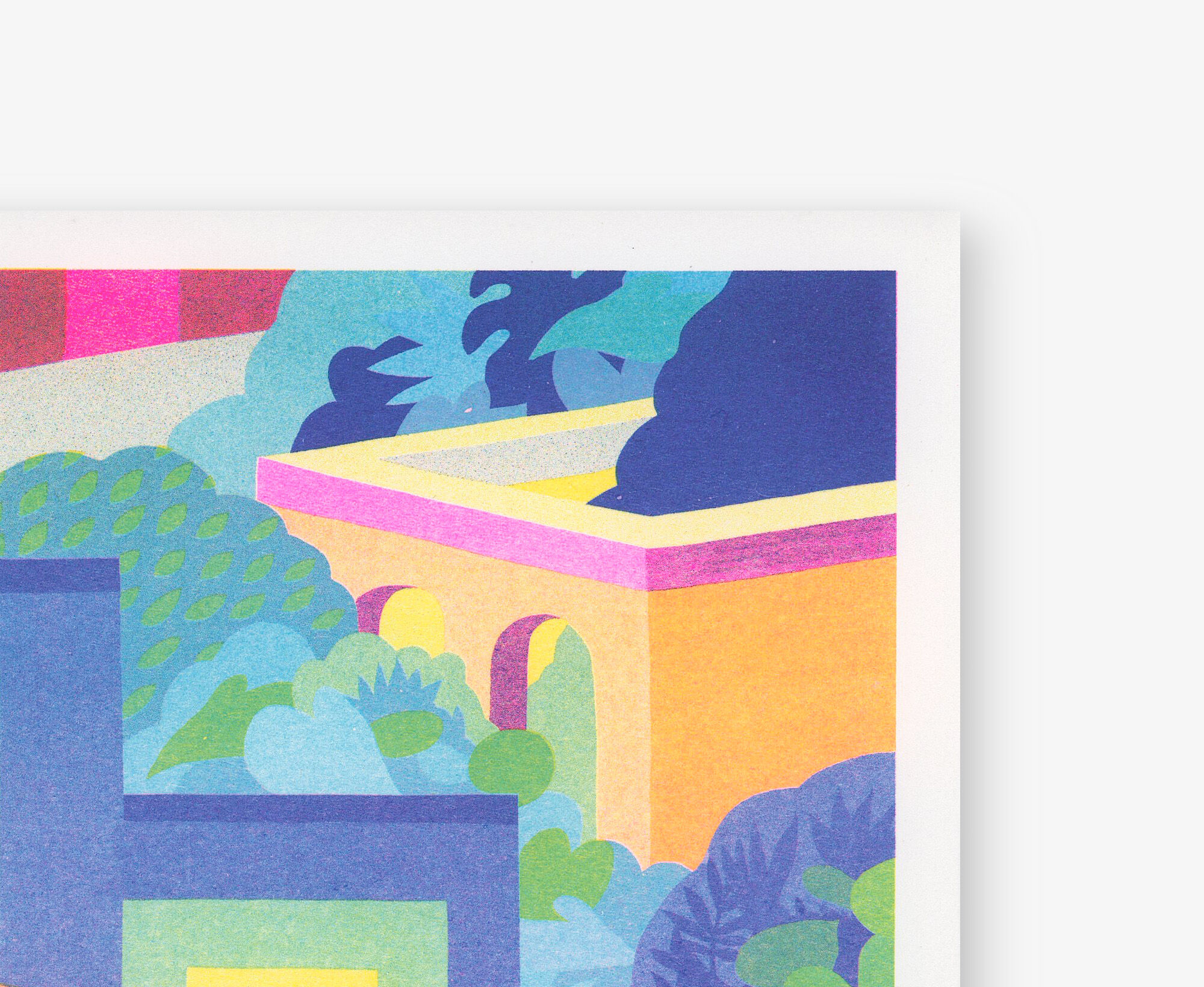 Illustration A4, houses, in risography