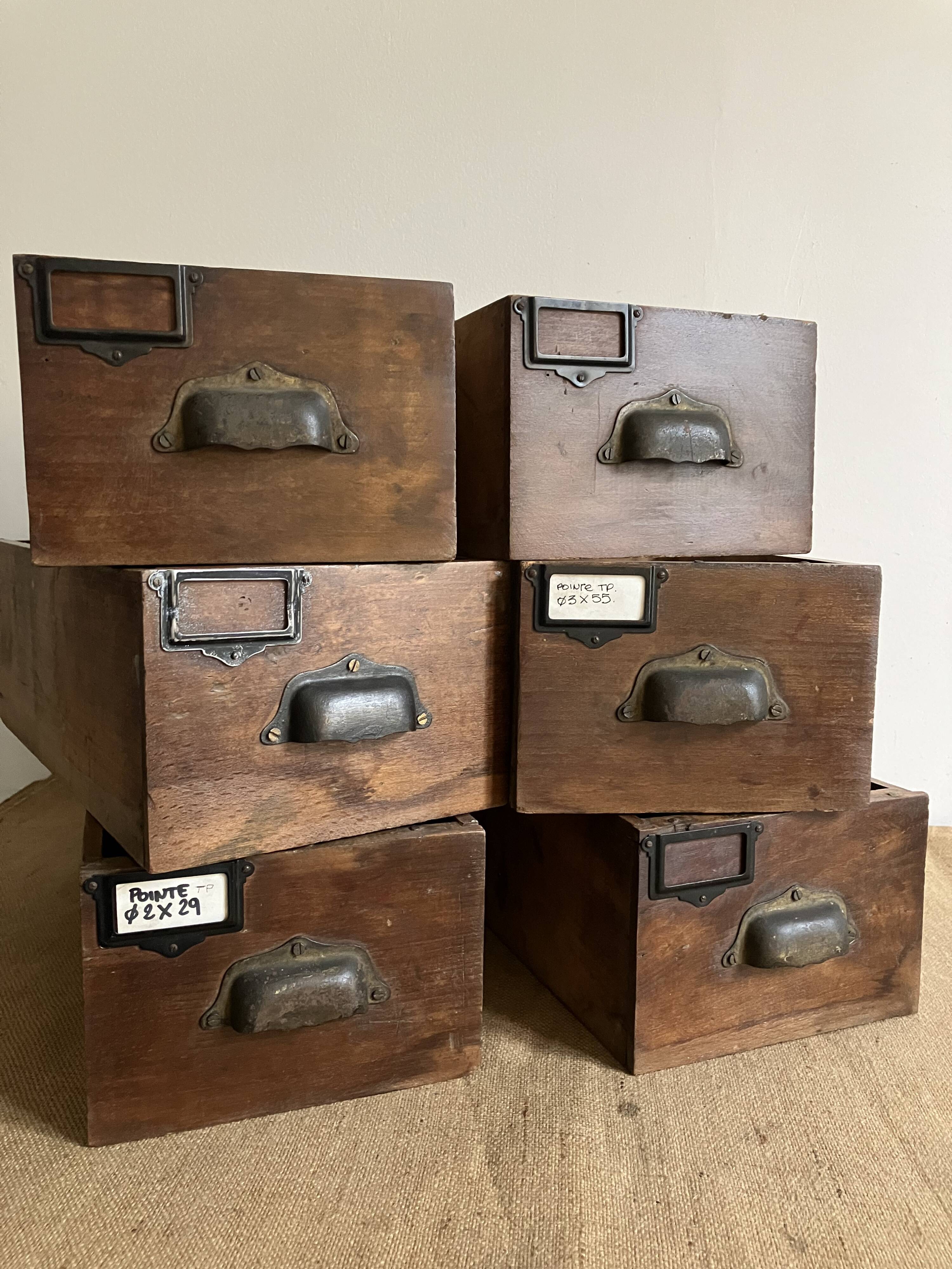 Reserved Andrea - 6 old workshop drawers