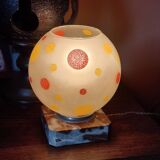 Art Deco night light in marble and enamelled glass from the 1930s.