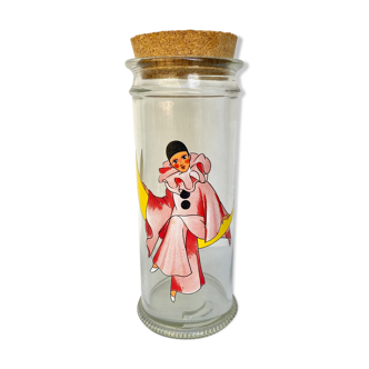 Vintage glass jar Pierrot