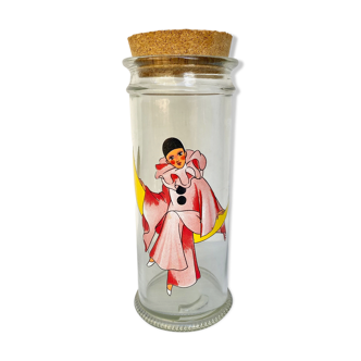 Bocal en verre vintage Pierrot