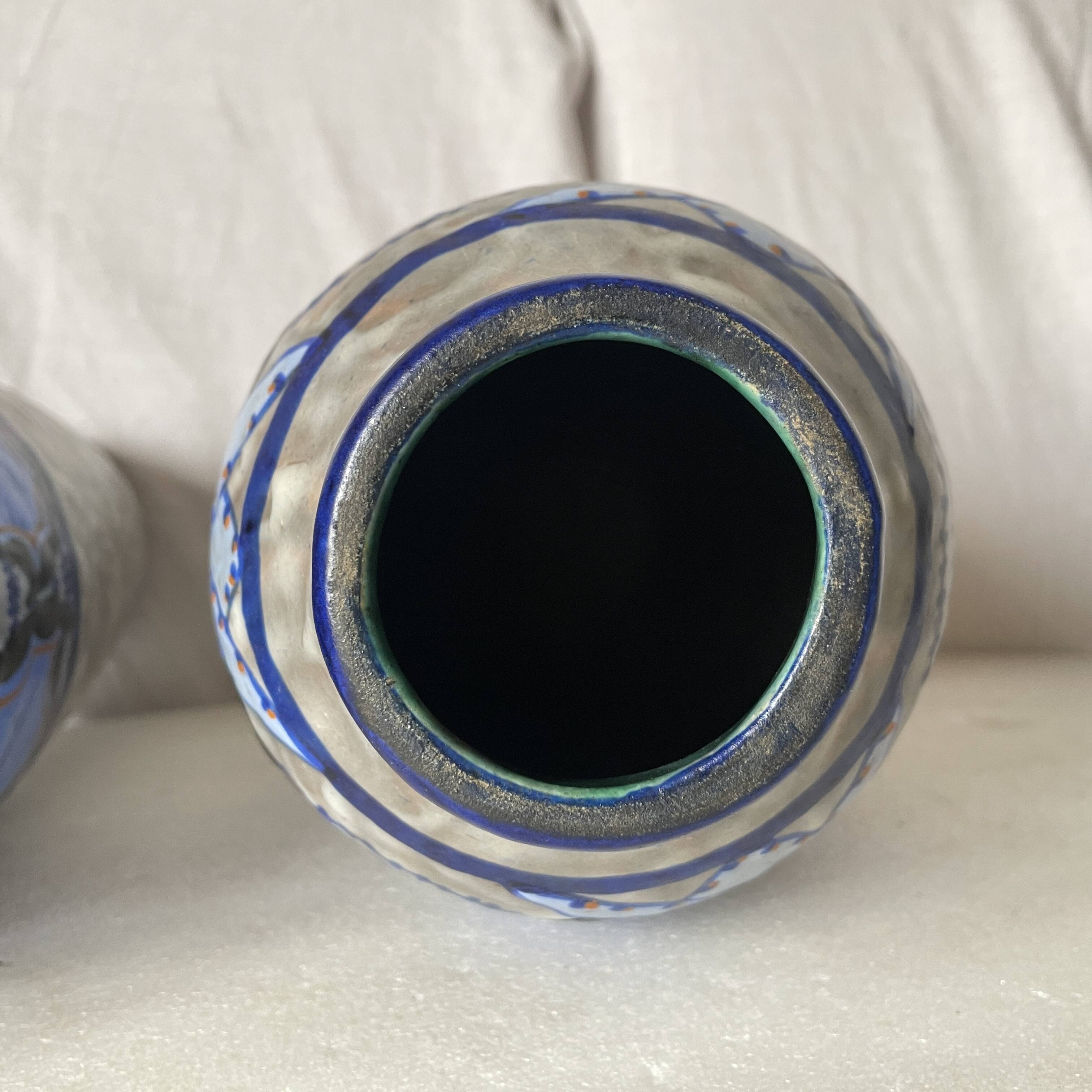 Pair of Papillon vases by Louis Dage art deco