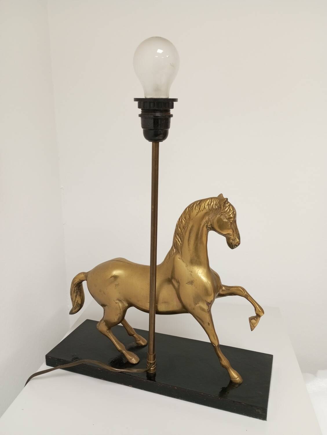 Table lamp Horse in gilded brass