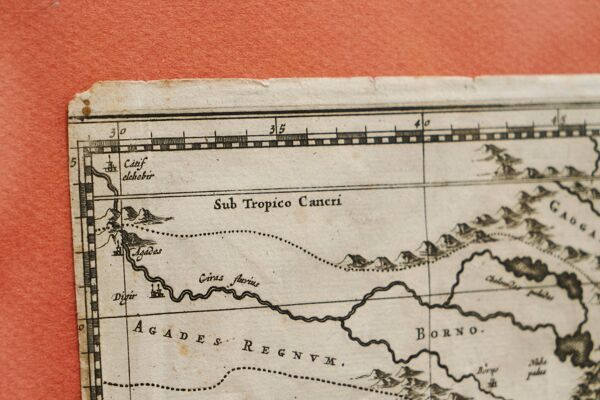 Carte originale rare de l'Éthiopie du XVIIe siècle par Willem Janszoon Blaeu