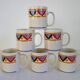 6 vintage Mobil ceramic mugs
