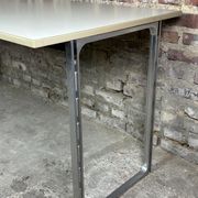 Vintage desk table 1975 in aluminum and melanin by albert rosselli for facomet