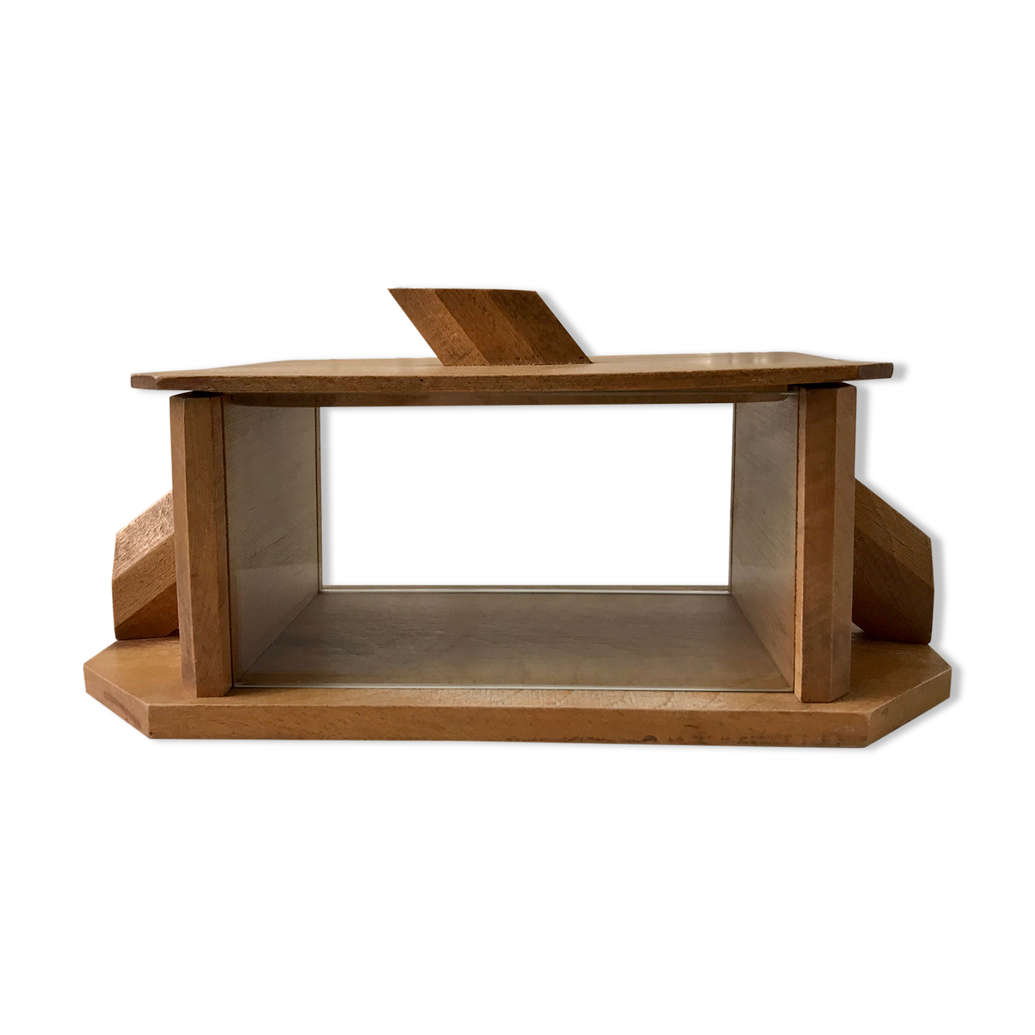 Art Deco box in beech and glass 30s