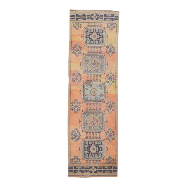 1970s Turkish orange wool runner rug 95x319