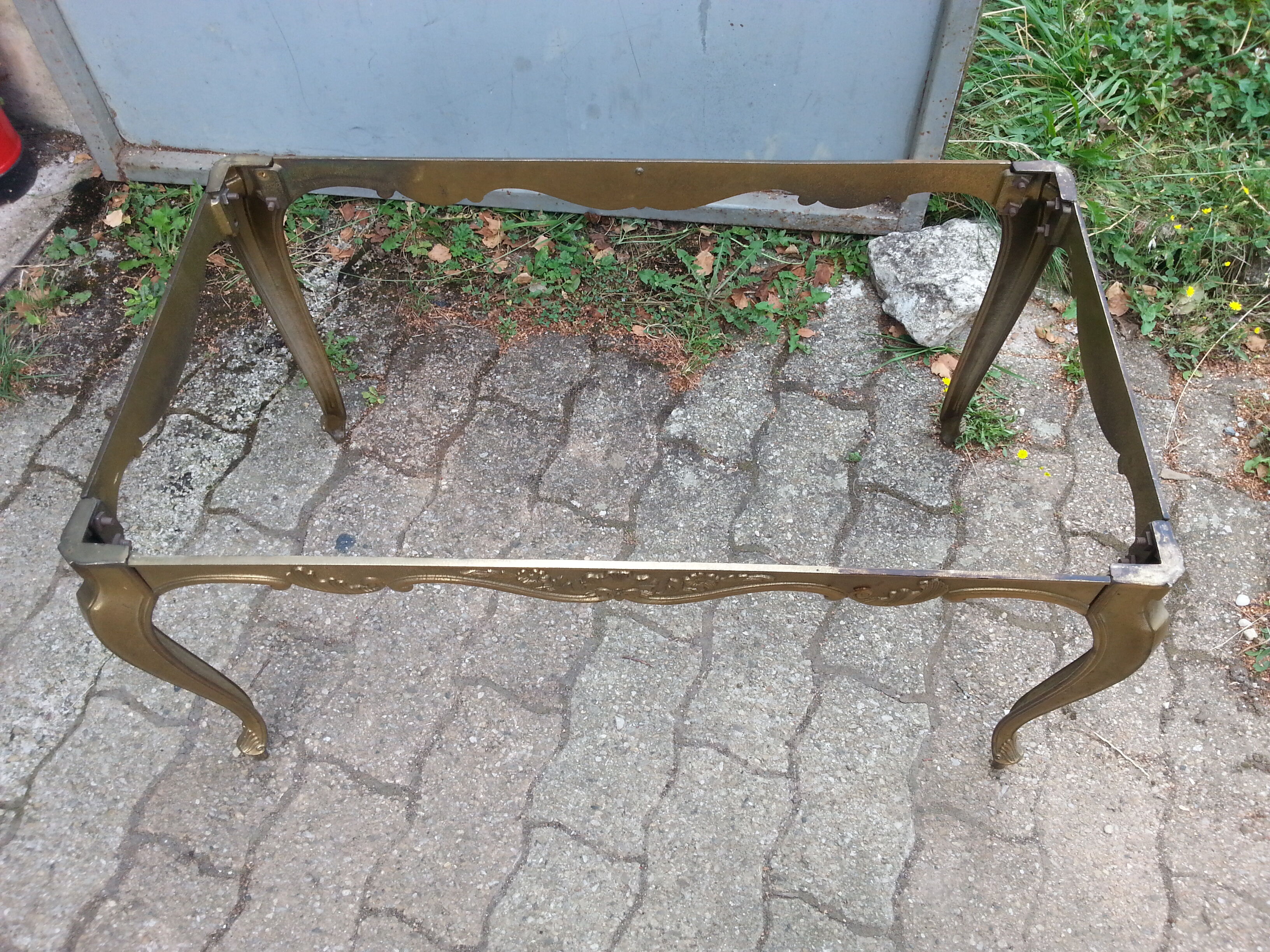 Coffee tanle brass and marble white 1960