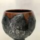 Vase chalice with covered black lava effect signed by Louis Giraud, in Vallauris, circa 1960.