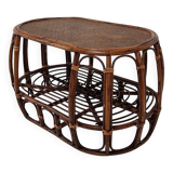 Italian Wicker and Rattan Coffee Table, 1970s