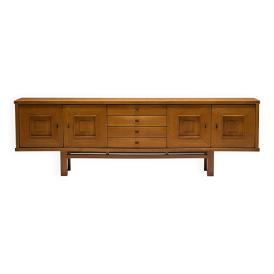 Buffet brutaliste en chêne, Belgique, années 1960