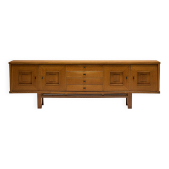 Buffet brutaliste en chêne, Belgique, années 1960