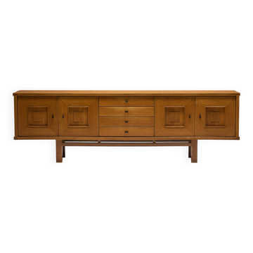 Brutalist Oak Buffet, Belgium, 1960s
