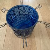 Champagne bucket in steel and blown glass