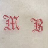 Damask tablecloth with double monogram M B.