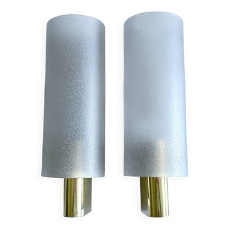 Pair of Vintage Glass Brass Wall Lights
