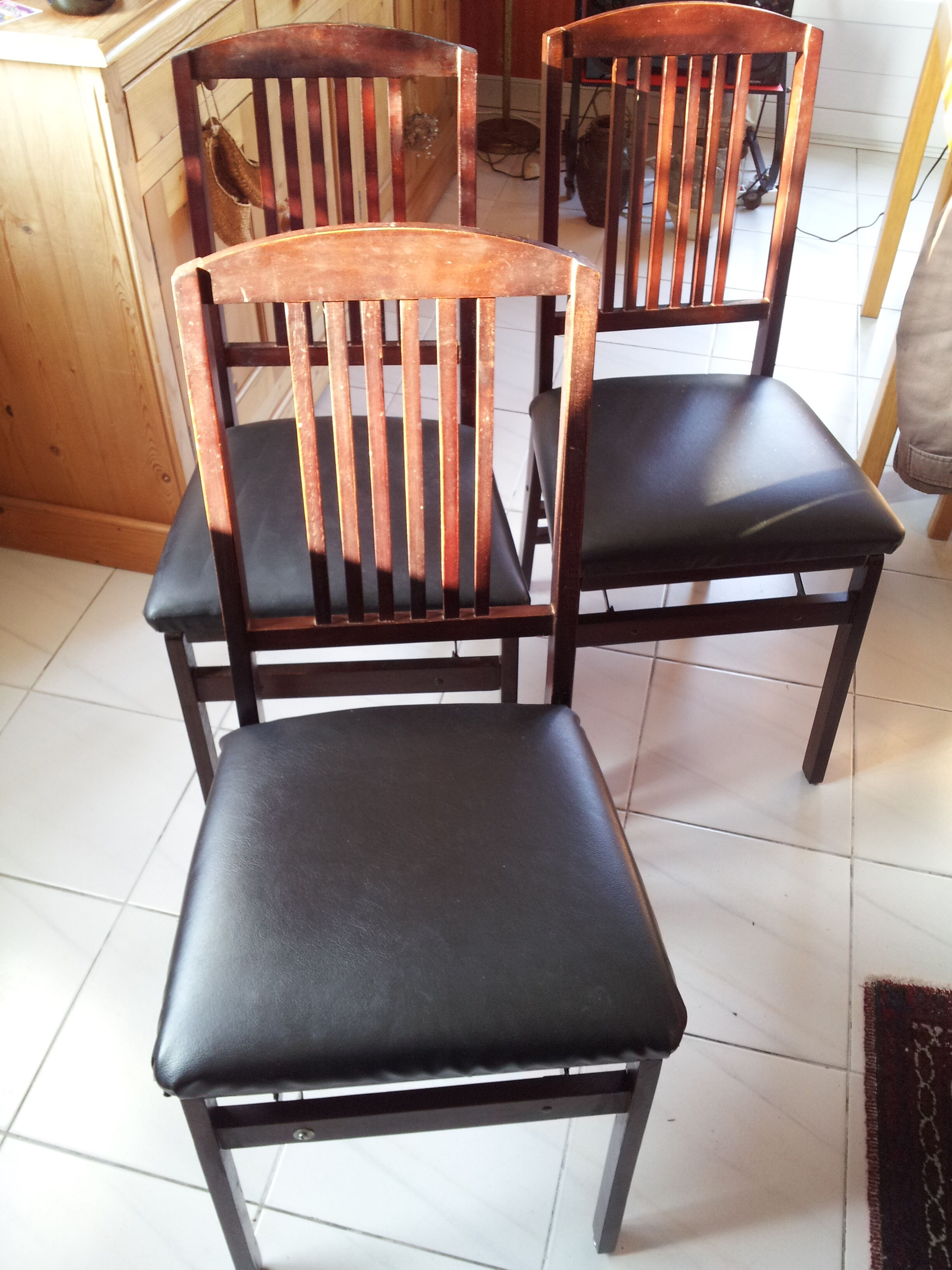 Series of three chairs folding vintage