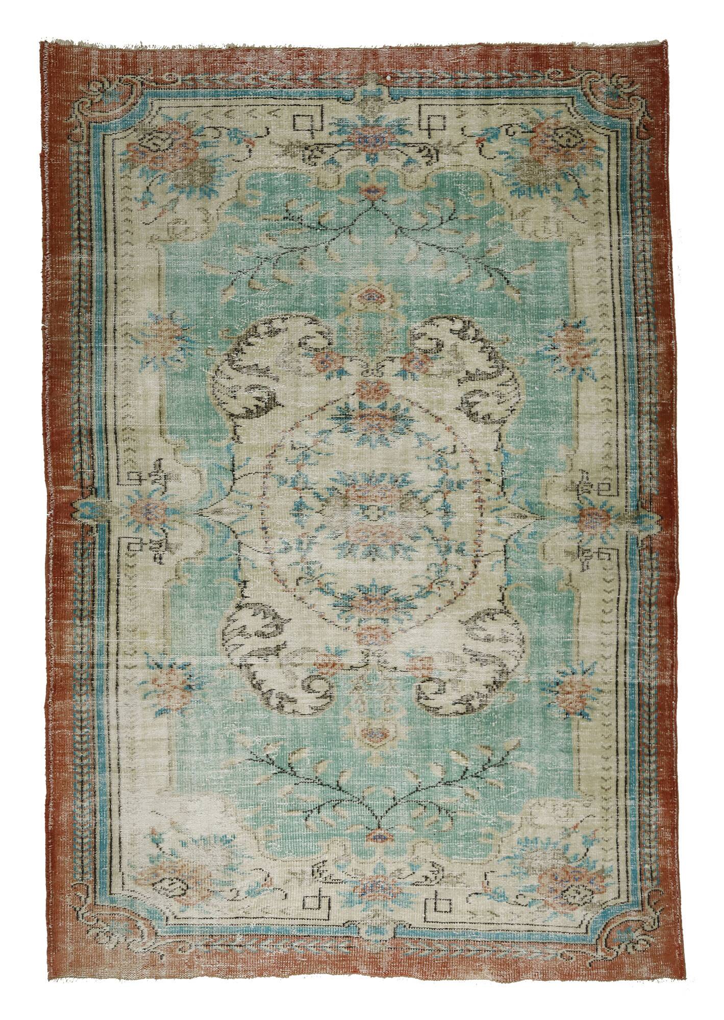Turkish Anatolian Handmade Vintage Rug 281 cm x 187 cm
