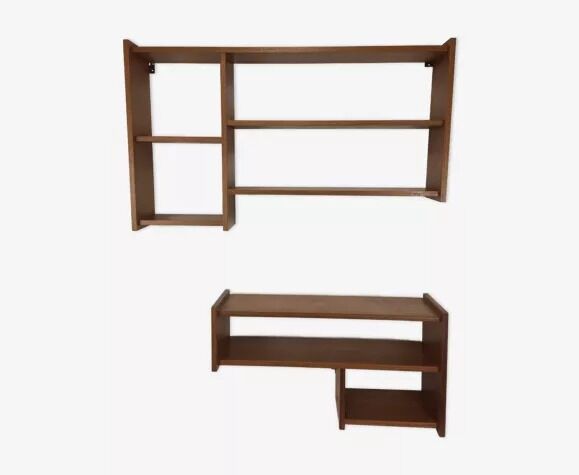 Suite of asymmetrical Scandinavian wall shelves 60s