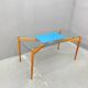 Table basse en verre avec cadre en bois, années 1960, Tchécoslovaquie