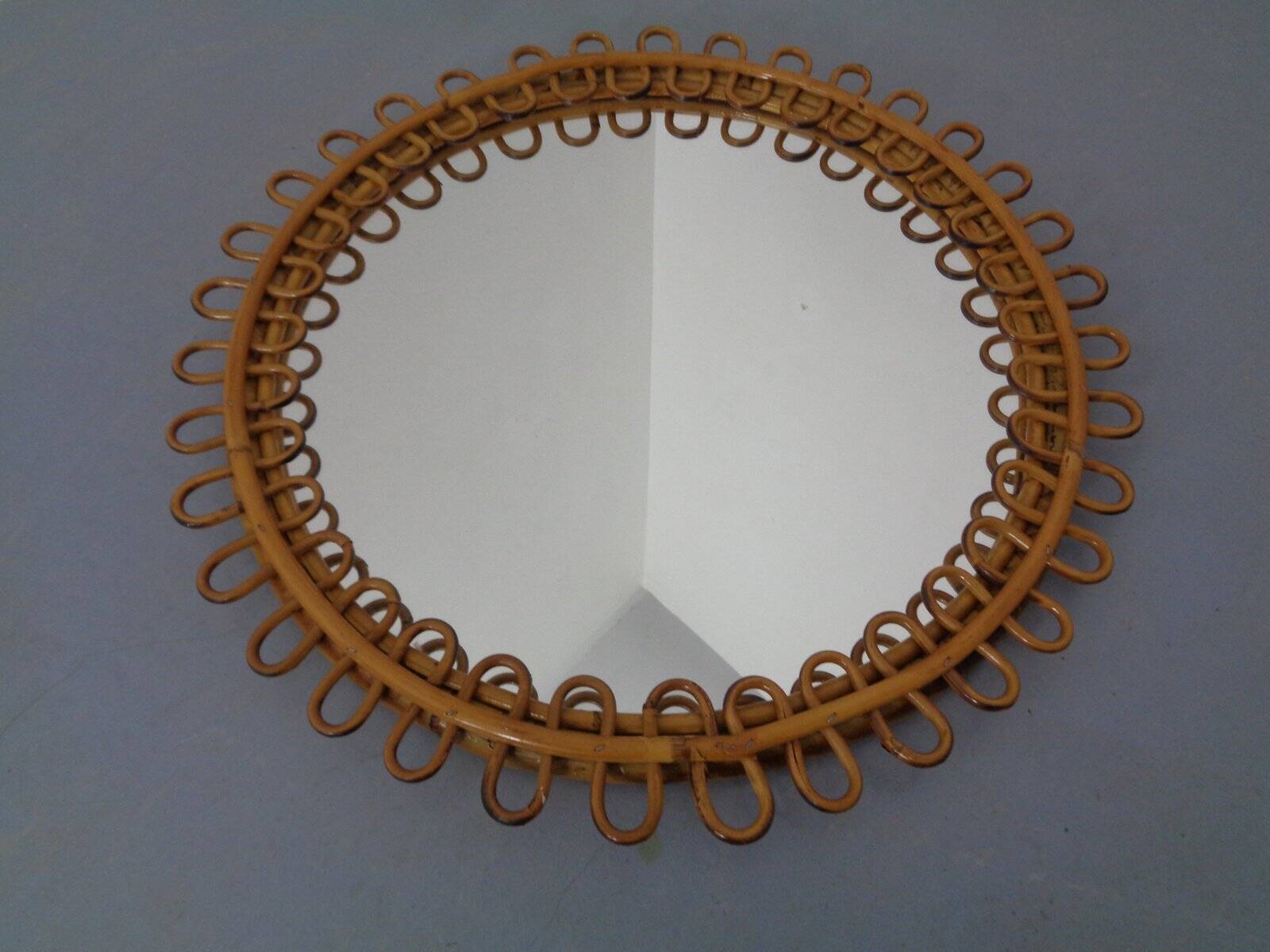 Small filigree Italian bamboo mirror, 1950s