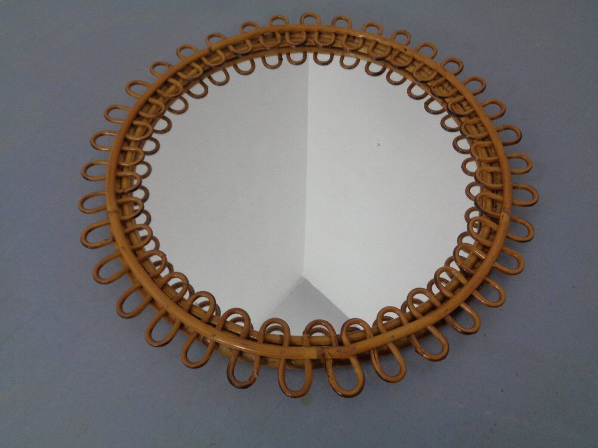 Small filigree Italian bamboo mirror, 1950s