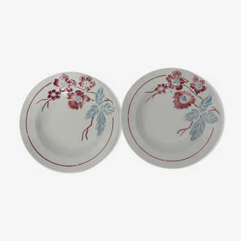 Set de 2 assiettes creuses en faïence de Digoin Sarreguemines