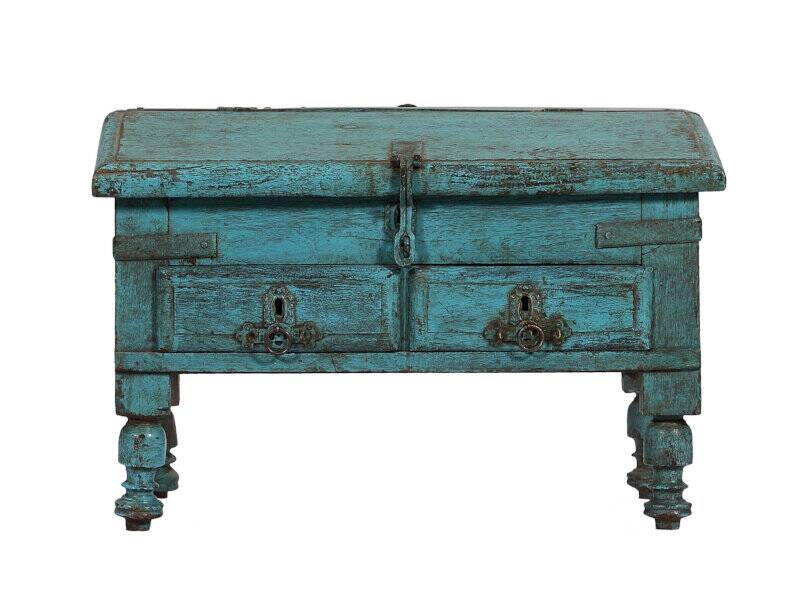 Blue desk chest old desk with drawers