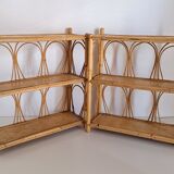 Set of bamboo and rattan shelves