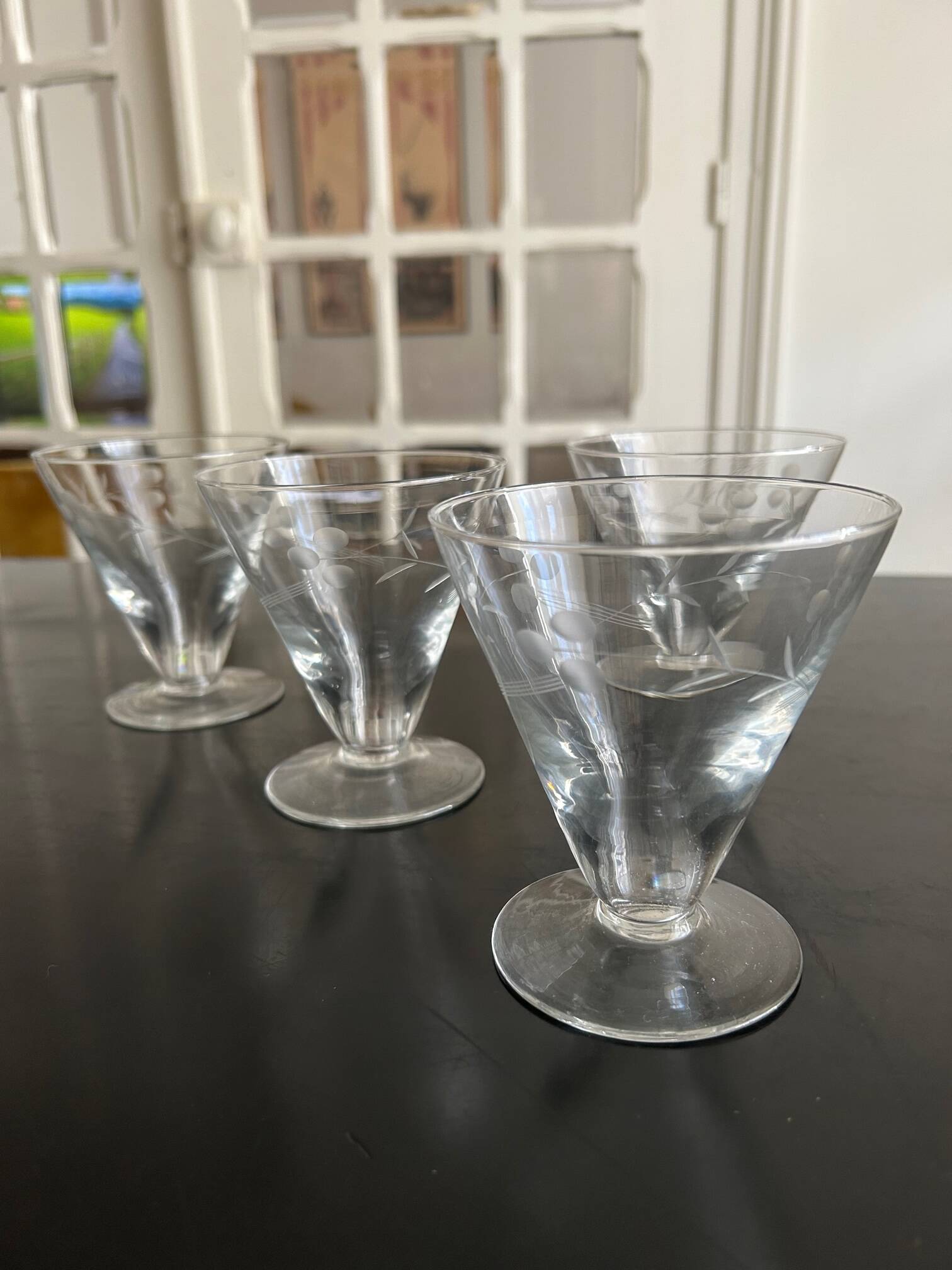 11 old engraved glasses