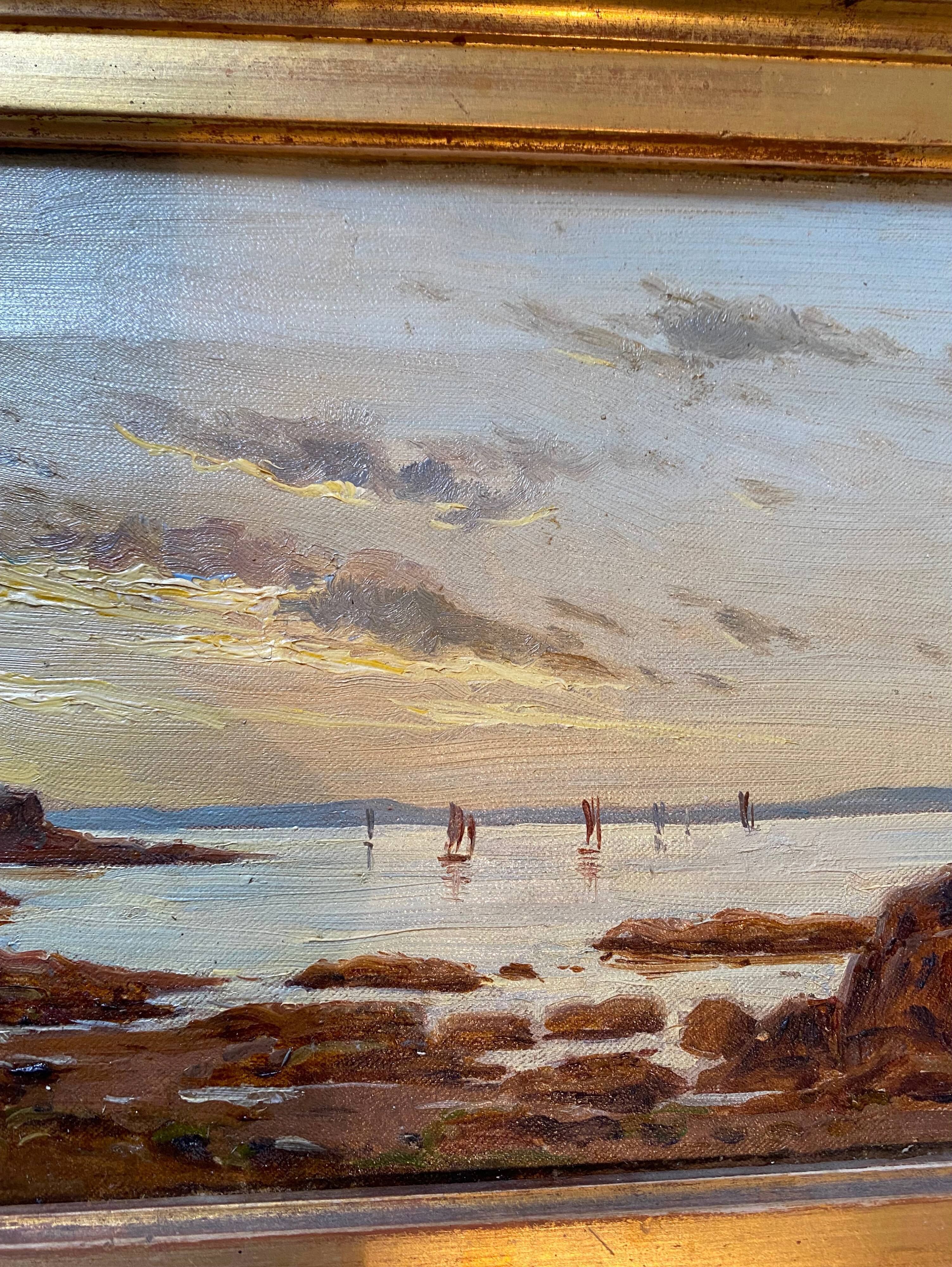 Painting "Bay in Brittany, Trezguen" Felix Choisnard 1846 / 1924 Impressionist