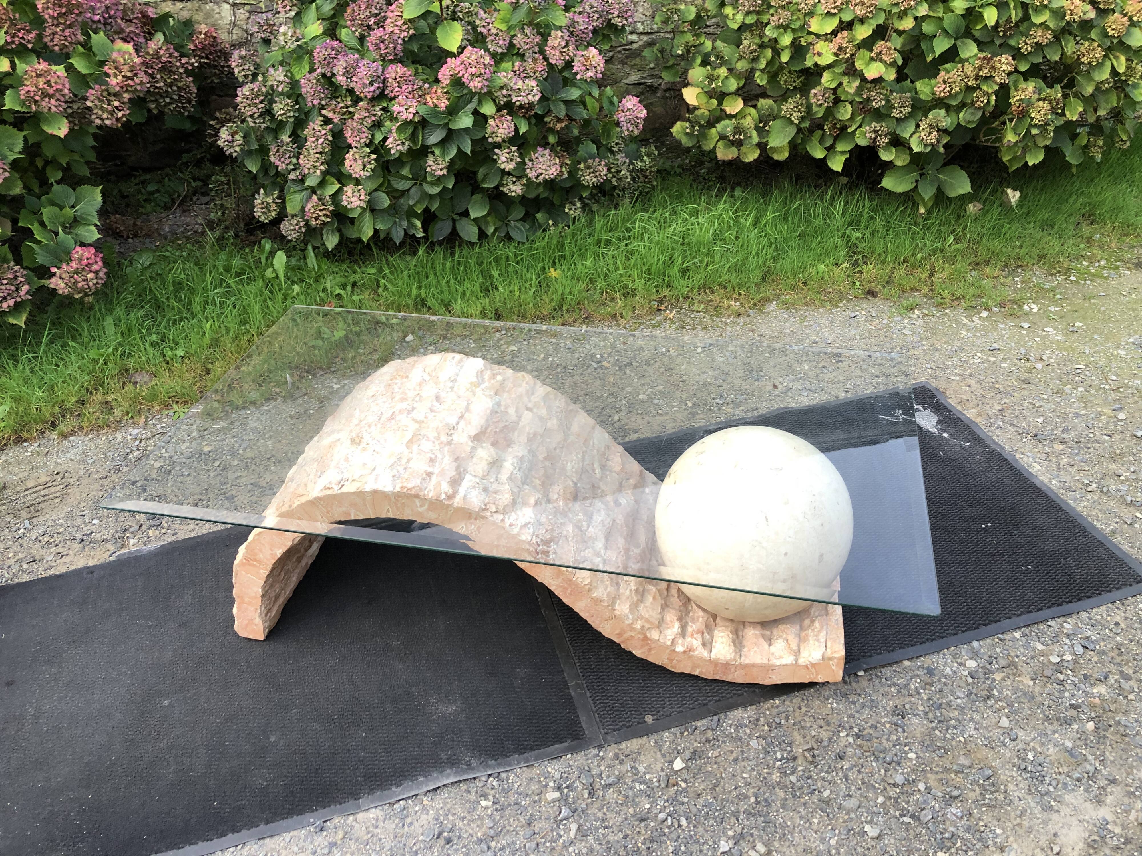 80s design coffee table. made of Mactan travertine stones from Magnussen ponte.