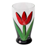 Gobelet en verre avec motif de tulipe rouge Kosta Boda par Ulrica Hydman Vallien / Suède