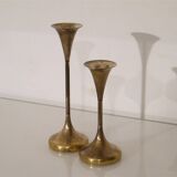 Danish brass candlestick pair from the 1970s.