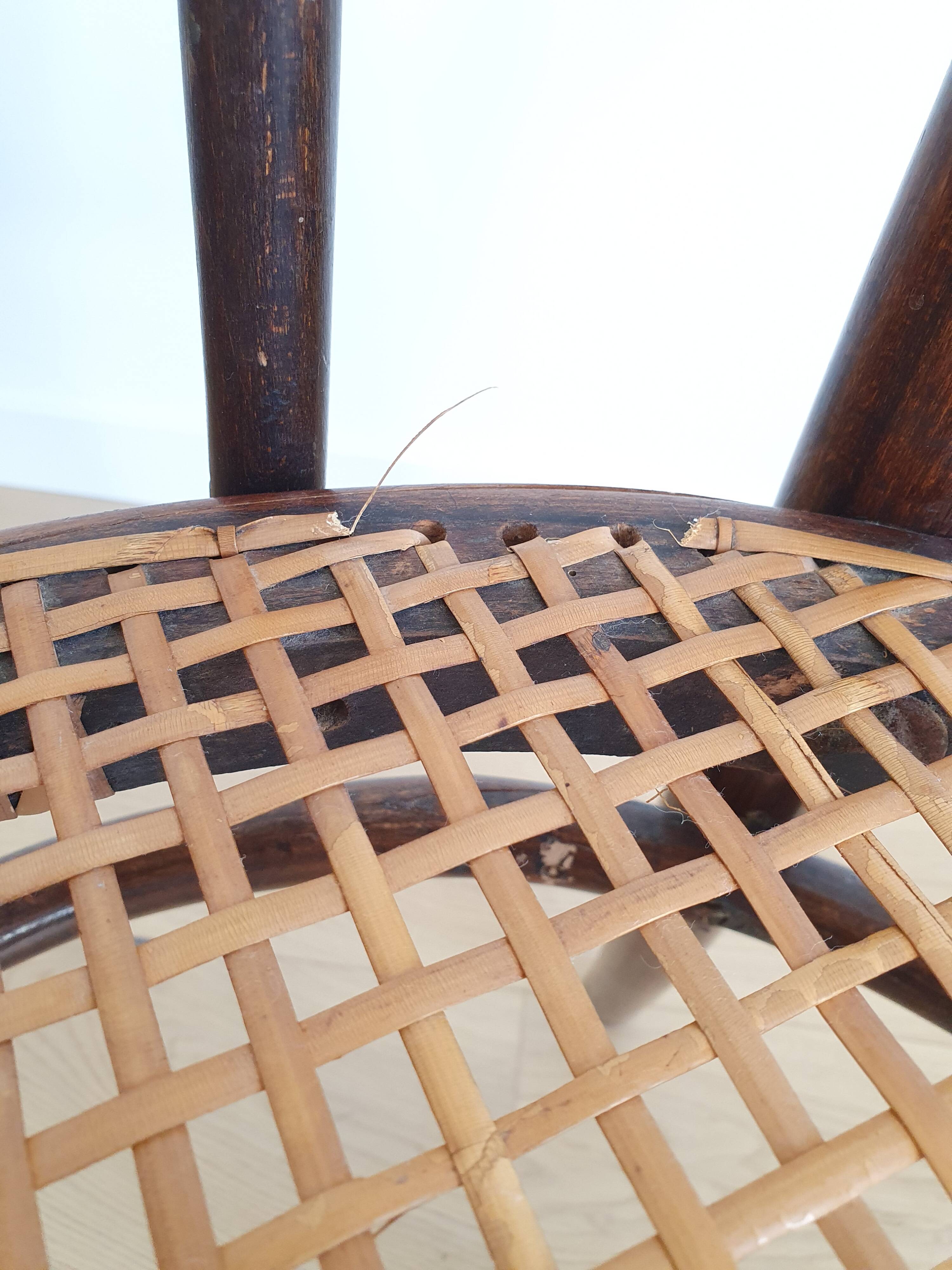 Thonet armchair in curved wood and canework