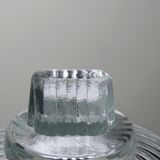 Petite cloche à dessert ou à fromage en verre pressé vintage/ancienne torsades